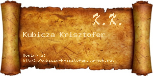 Kubicza Krisztofer névjegykártya